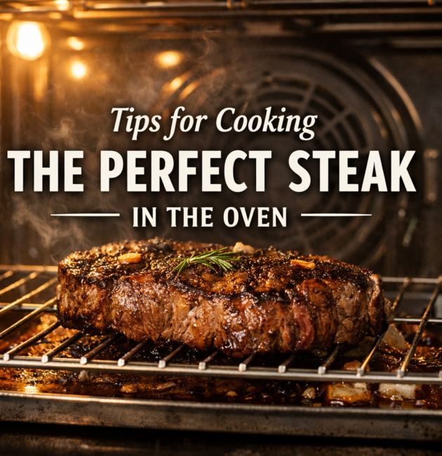 How to cook steak in oven. juicy steak cooking on a wire rack inside a modern oven with steam rising.