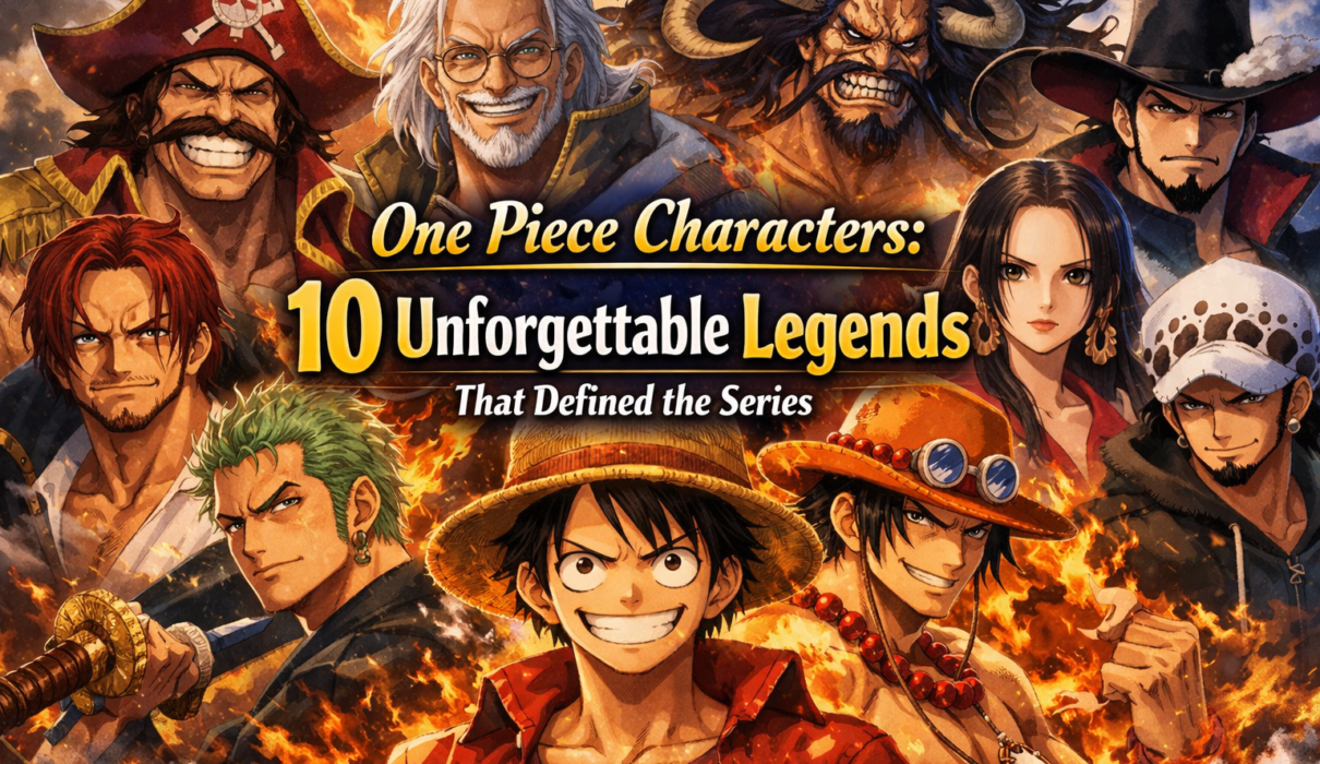 Iconic One Piece characters standing together, representing the legendary pirate journey