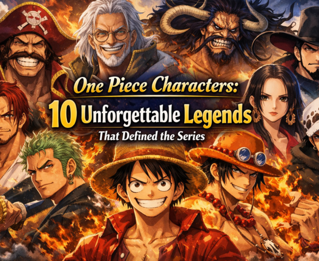 Iconic One Piece characters standing together, representing the legendary pirate journey